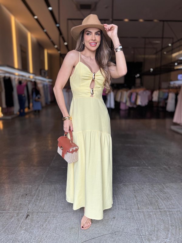 Vestido Longo Detalhe Fivela