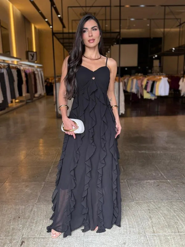 Vestido Longo Babado