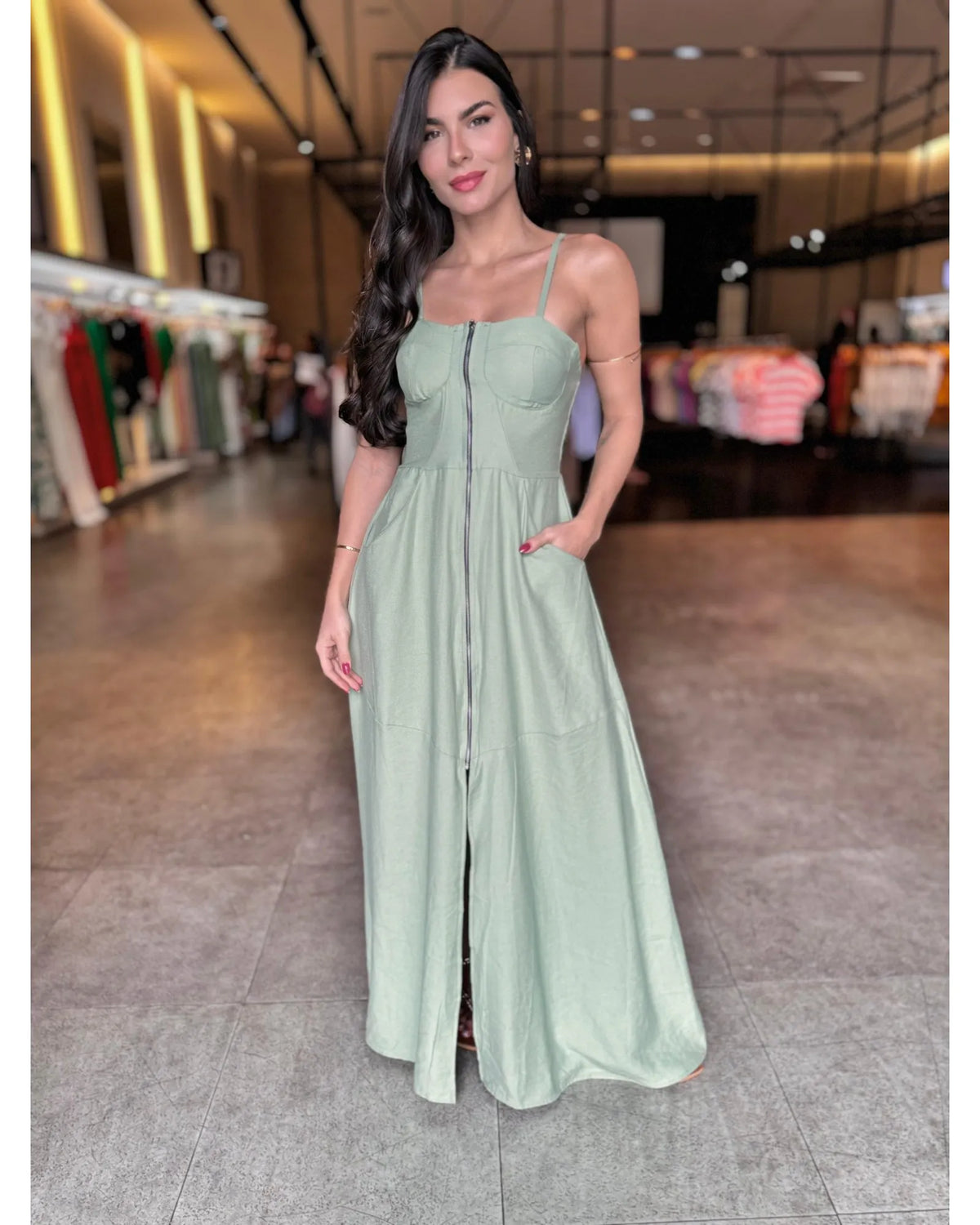 Vestido Longo Zíper Bia