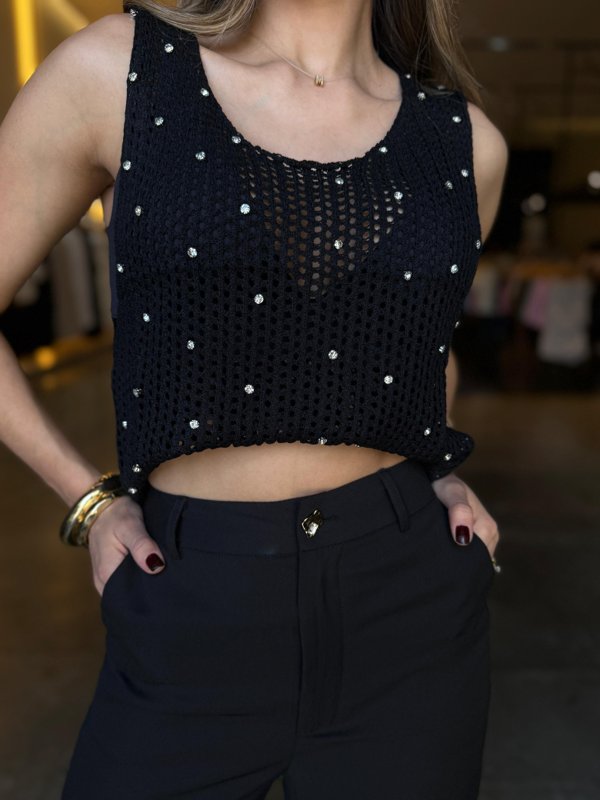 Blusa Tricô Com Strass