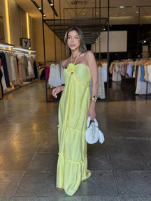 Vestido Longo Detalhe Flor