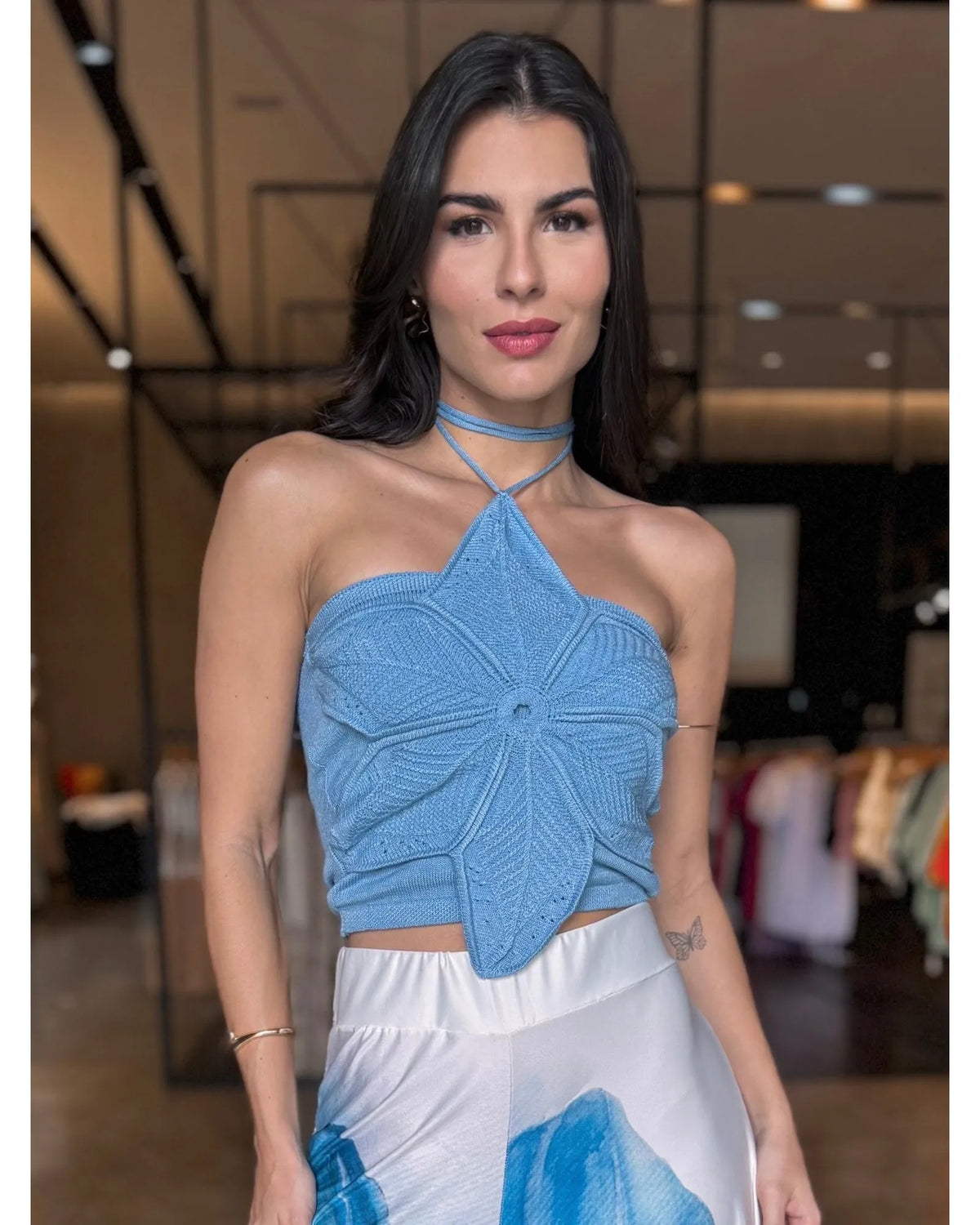 Blusa tricô flor