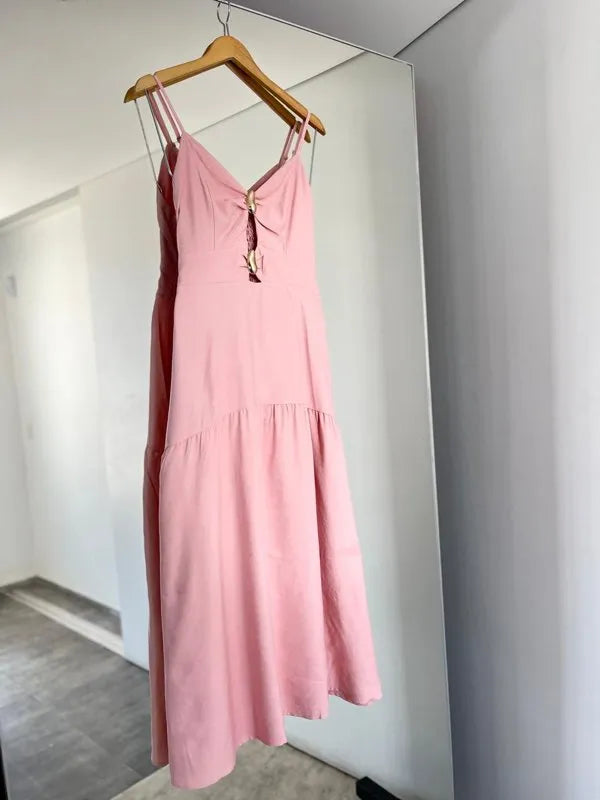 Vestido Longo Detalhe Fivela