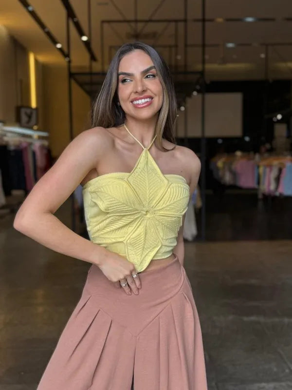 Blusa tricô flor