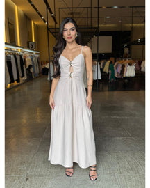 Vestido Longo Detalhe Fivela