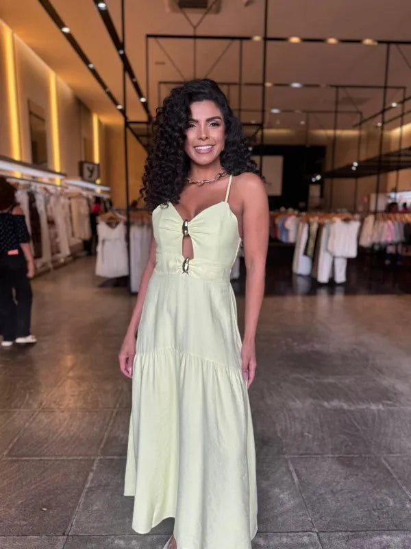 Vestido Longo Detalhe Fivela