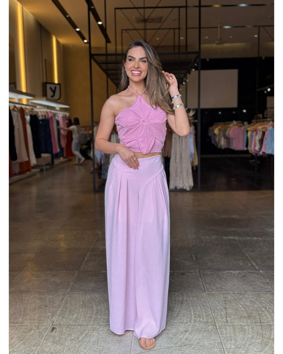 Blusa tricô flor