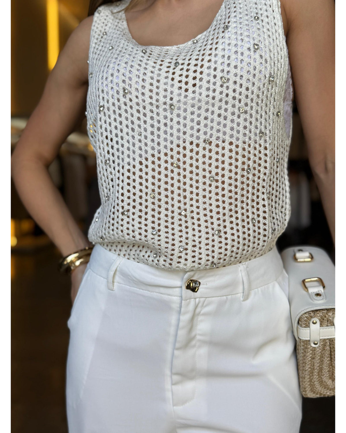 Blusa Tricô Com Strass