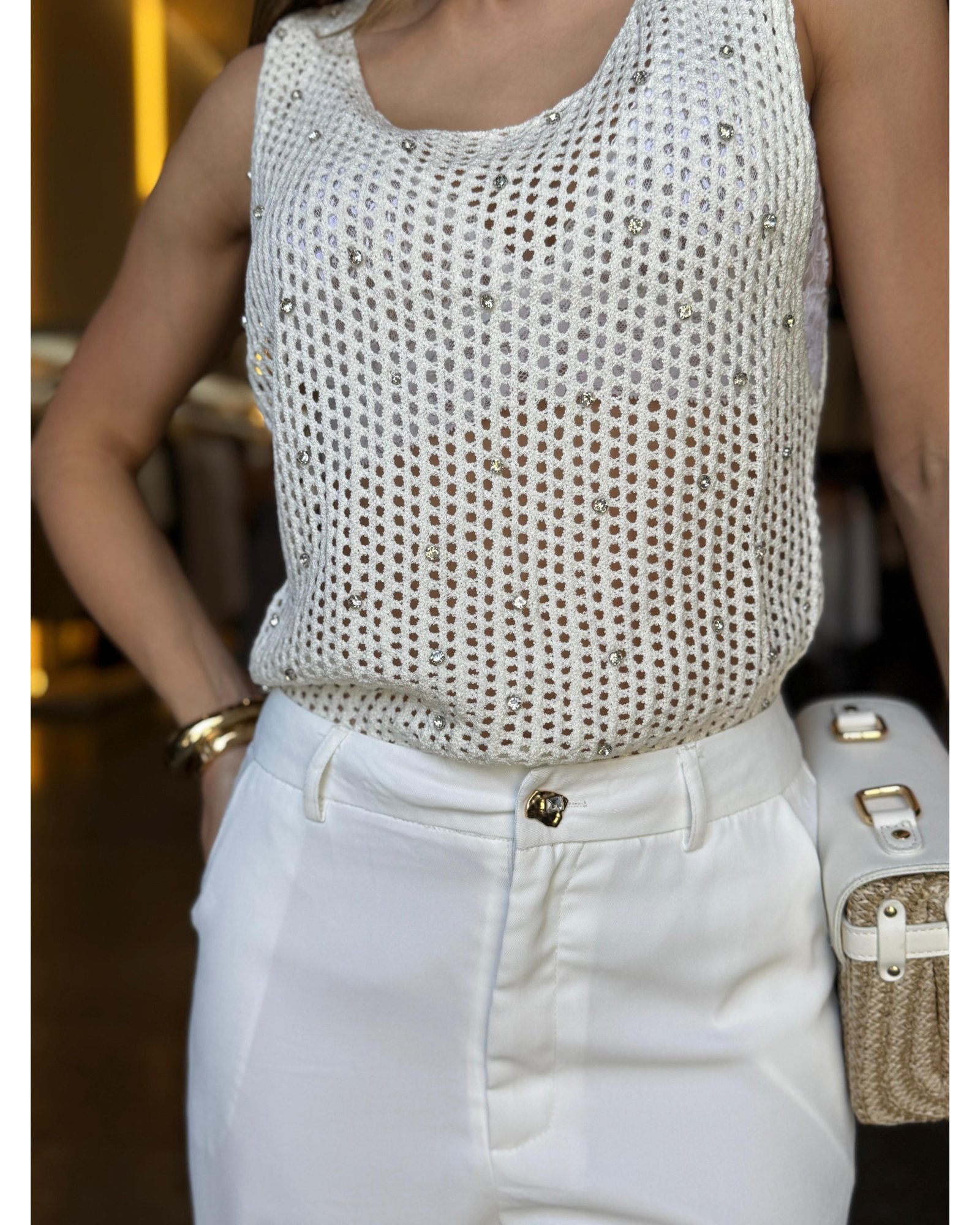 Blusa Tricô Com Strass