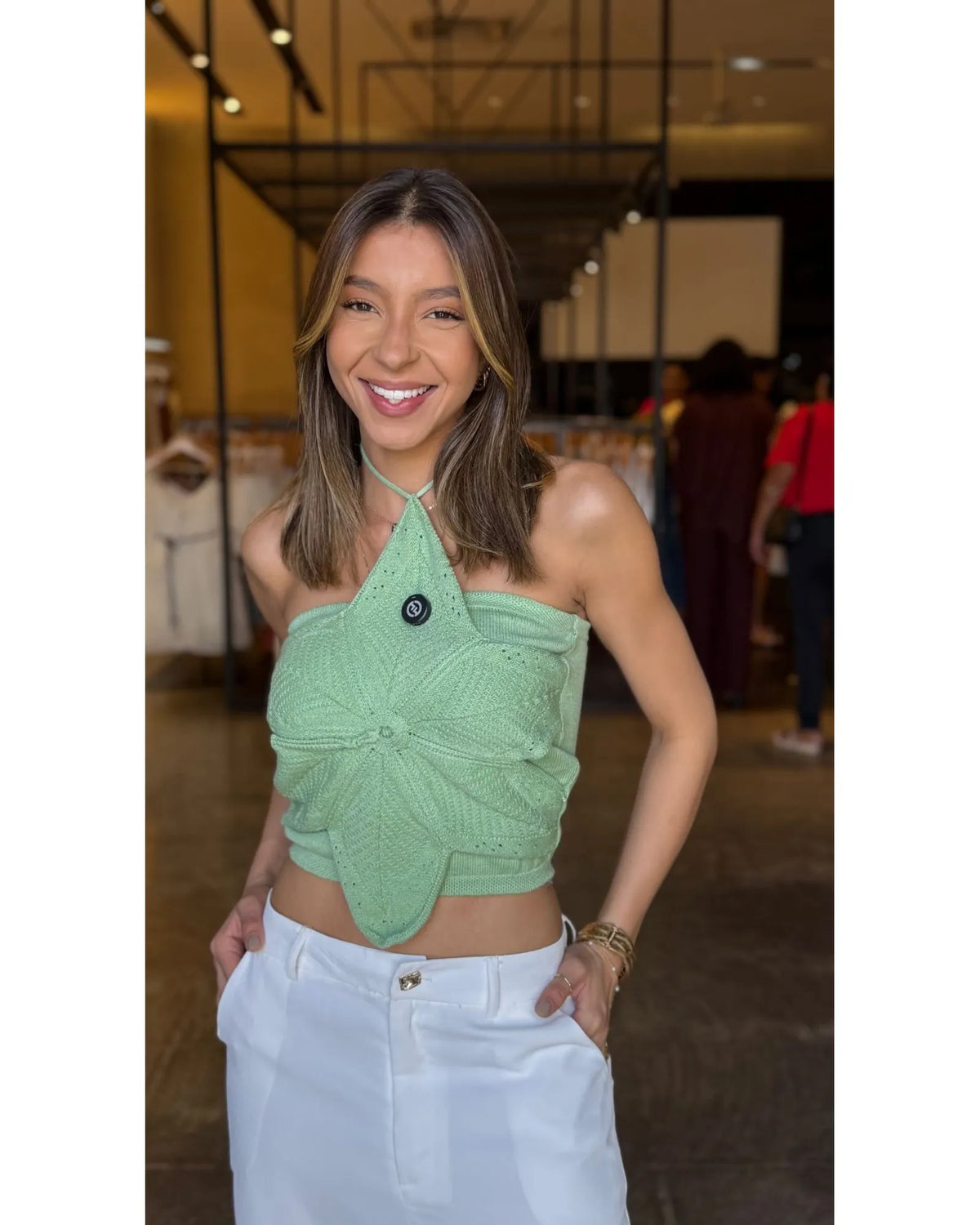 Blusa tricô flor