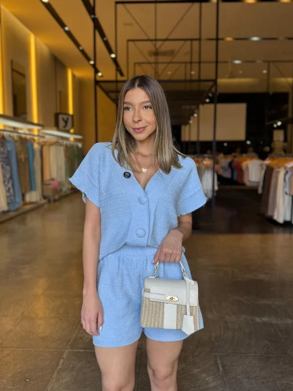 Conjunto Tricô Short e Suéter