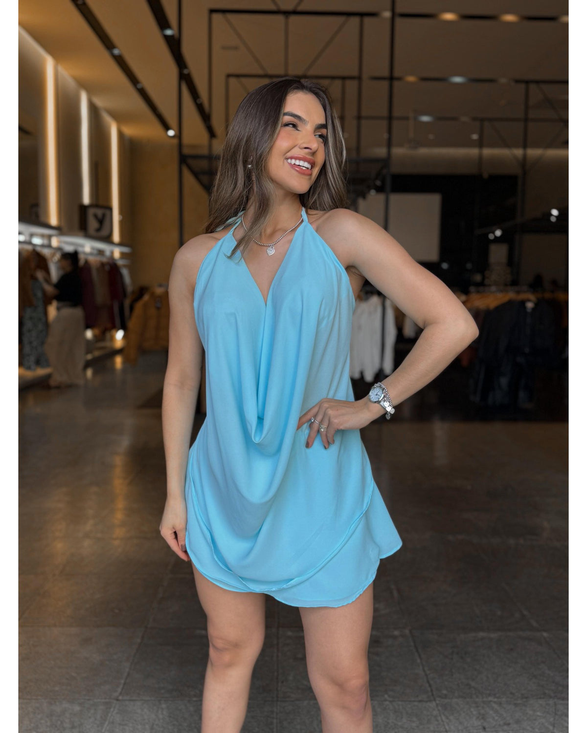 Conjunto Decote Chic Azul Claro