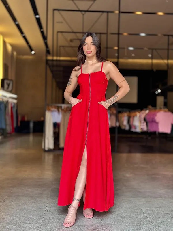 Vestido Longo Zíper Bia