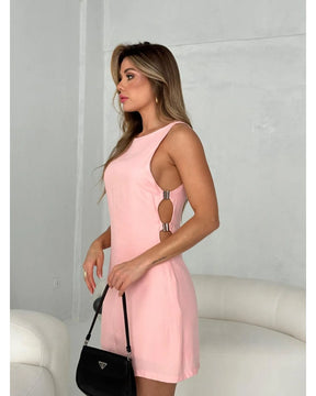 Vestido Curto Social Decote Lateral