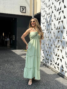 Vestido Longo Detalhe Flor
