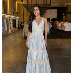 Vestido Longo Detalhe Crochê