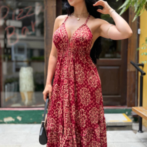 Vestido Bhavna Vermelho Vinho